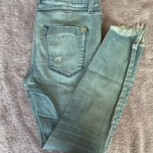 bebe Distressed Blue Ankle Jeans